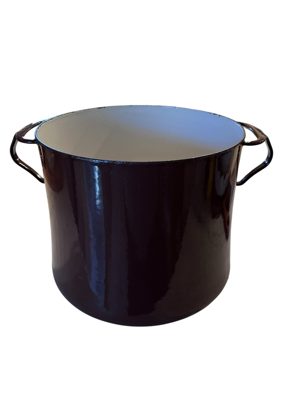Vintage Japanese Kobe Cookware Enamel Dark Brown Cooking Pot, no lid